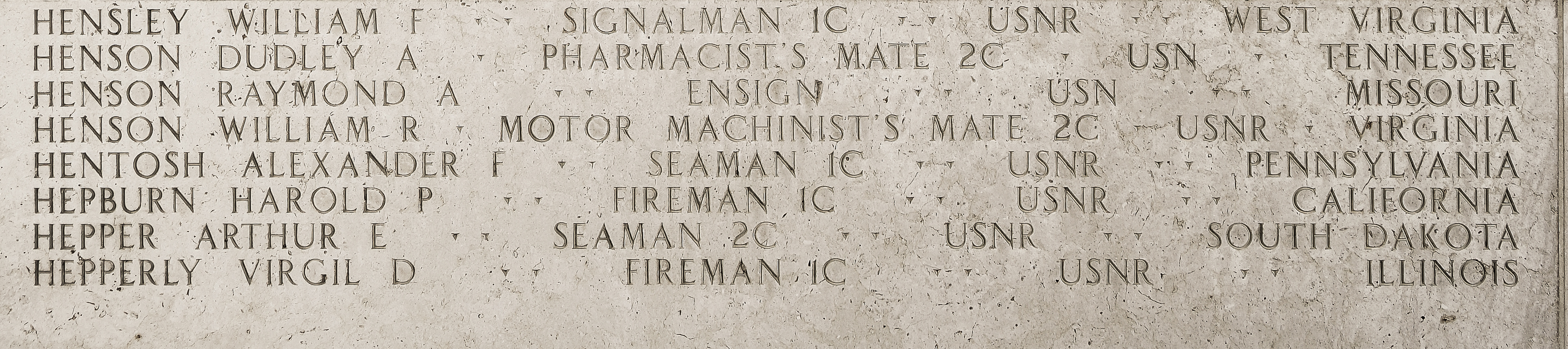 William F. Hensley, Signalman First Class